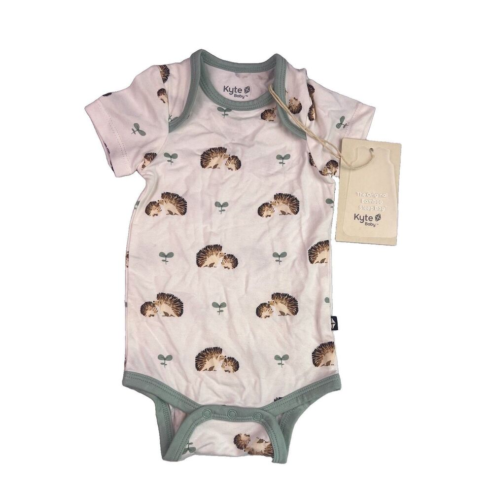 NWT Kyte Baby Hedgehog Print Bamboo One Piece Bodysuit Sz 0-3 Months Unisex